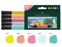 Pitt Artist Pen Dual Tip Markers, Pastels – Set of 5 Professional Ink Pens, Faber-Castell