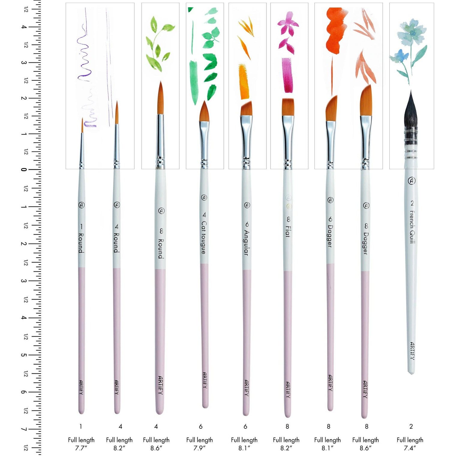 ARTIFY 9-Piece Travel Watercolor Brush Set – Multi-Shape Portable Brushes for Artists