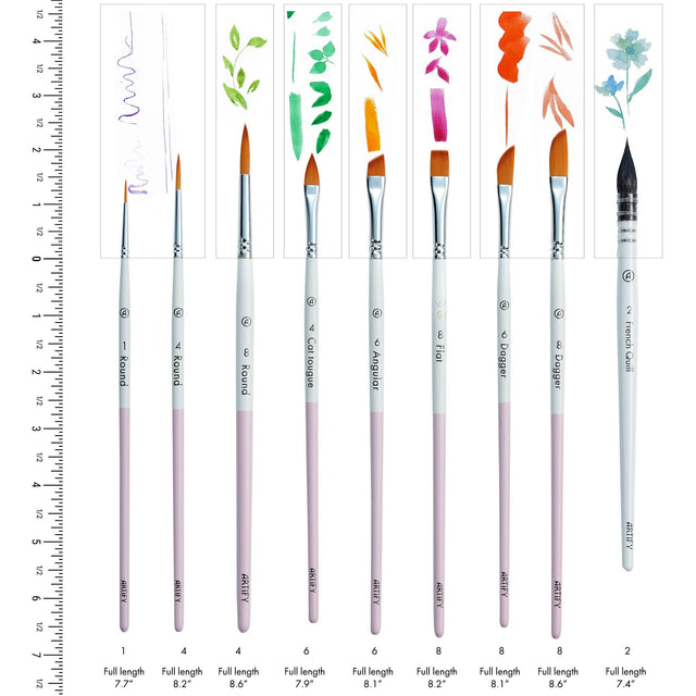 ARTIFY 9-Piece Travel Watercolor Brush Set – Multi-Shape Portable Brushes for Artists