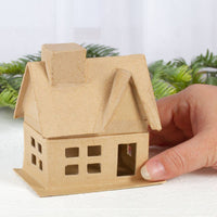 Premade Paper Mache House Box,  4" x 2-3/4" x 4-1/4" Craft House for Painting, Decorating & Seasonal Displays