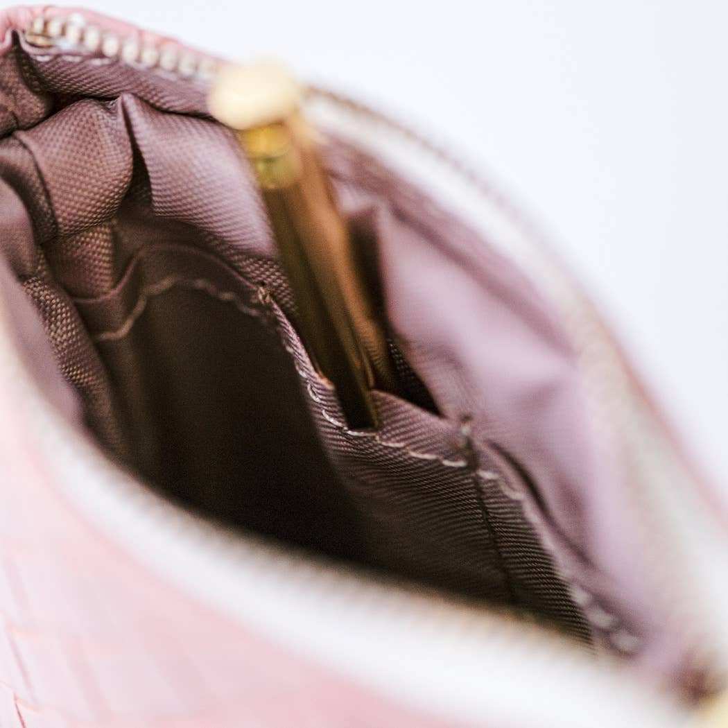 Luxe Standing Pencil Pouch, Blush Pink – Vegan Leather Free-Standing Organizer, by Good Juju Ink