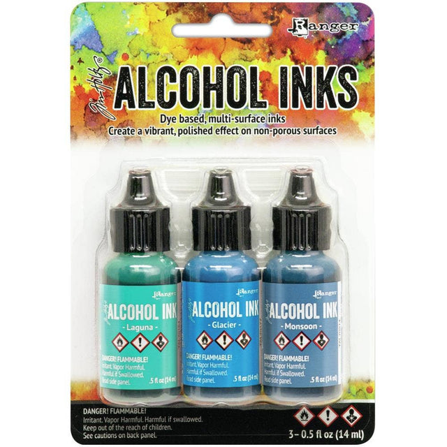 Tim Holtz Alcohol Ink Set – 3 Colors- Multiple Variations (0.5 oz Bottles, Dye-Based, Multi-Surface)