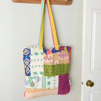Large Kantha Tote – Cotton Patchwork Style Zipper Tote Bag, Primitives by Kathy