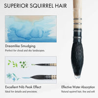 ARTIFY Professional Squirrel Hair Watercolor Brush Set – Sizes 0, 2, 4