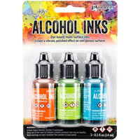 Tim Holtz Alcohol Ink Set – 3 Colors- Multiple Variations (0.5 oz Bottles, Dye-Based, Multi-Surface)