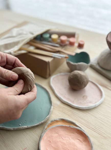 Meditative Art Clay Kit – Self-Care Air Dry Clay Set with Guided Meditations, Breathe People