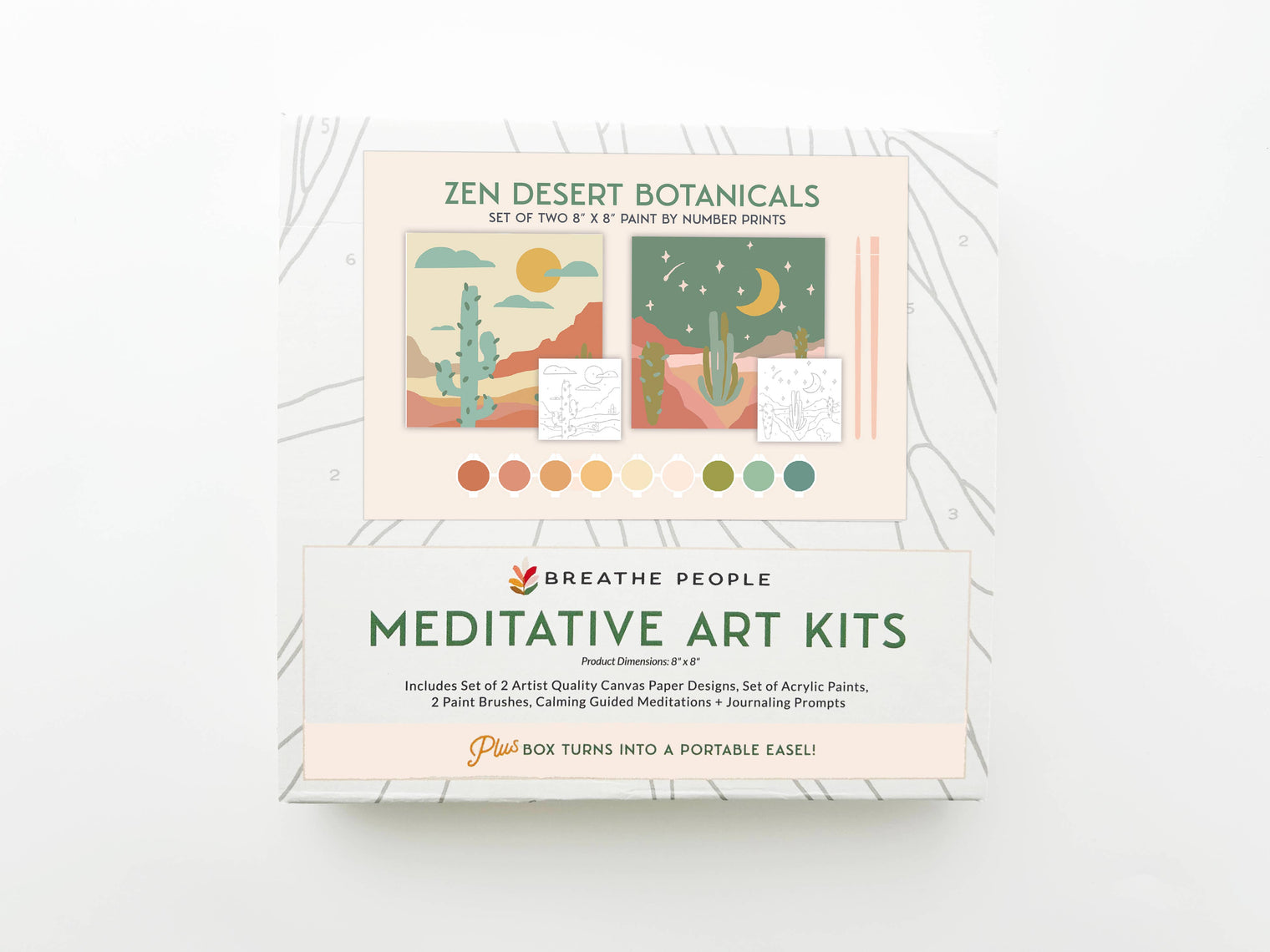 Zen Desert Meditative Paint by Number Kit – Easel Gift Set, Breathe People