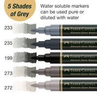 Albrecht Dürer Watercolor Markers, Grey Tones – Set of 5 Dual Tip Water-Soluble Markers, Faber-Castell