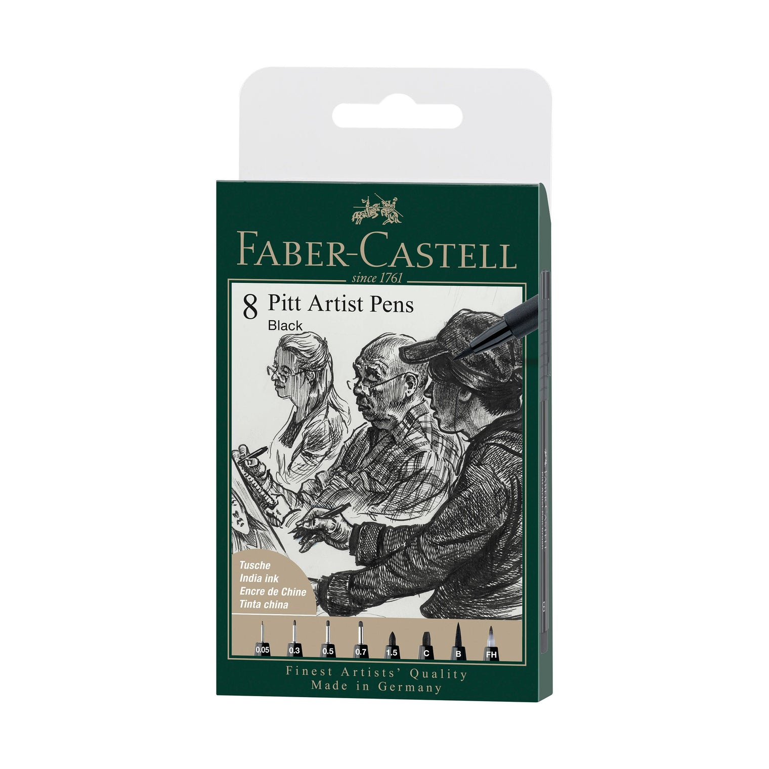 Pitt Artist Pens – Black India Ink Set (8 Nib Sizes, #199), by Faber-Castell