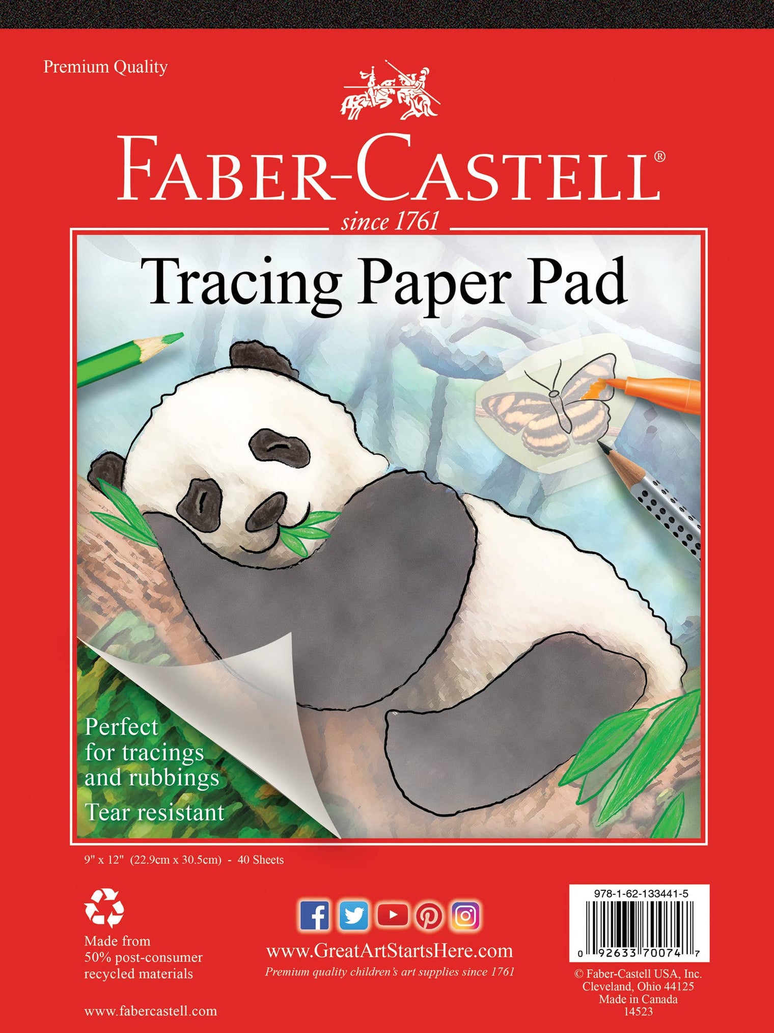 Tracing Paper Pad – 40 Sheets 9 x 12 in Transparent Art Paper, Faber-Castell