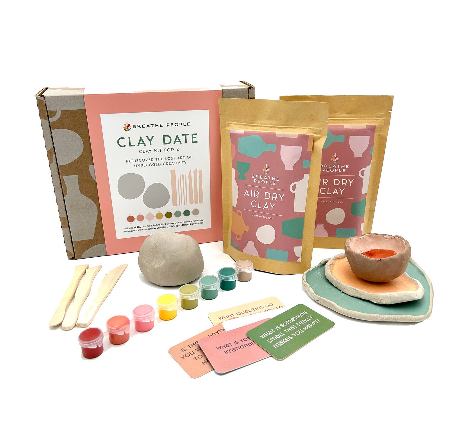 Deluxe Clay Date Activity Kit – Air Dry Clay Craft Set for Two, Breathe People
