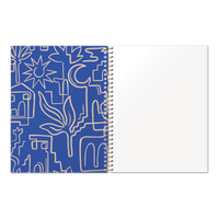 Destinations Linework Spiral Sketchbook by Punch Studio, Blank Perforated Sketchbook with Pocket