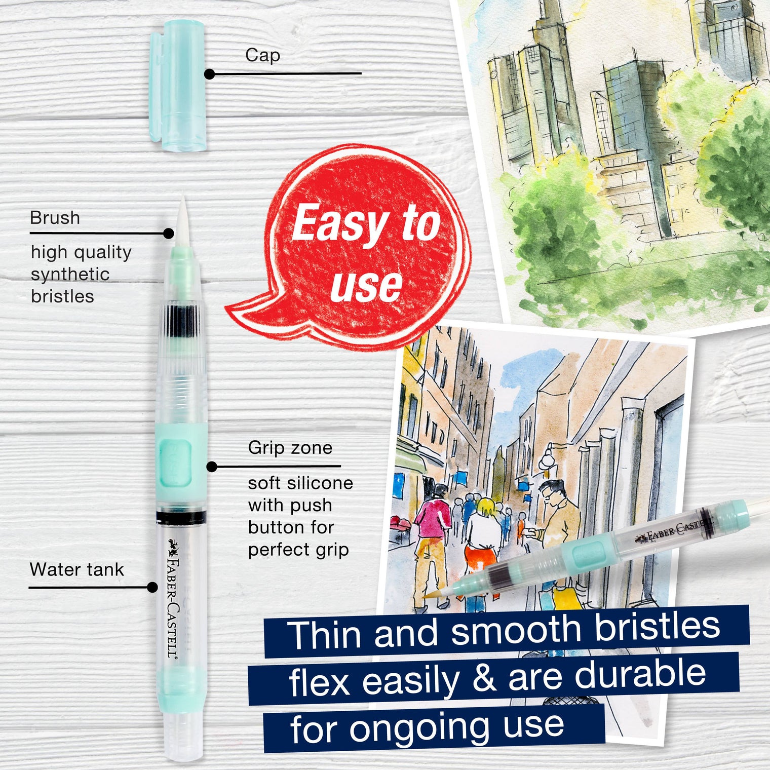 Deluxe Refillable Water Brush – Artist Water Painting Brush, by Faber-Castell