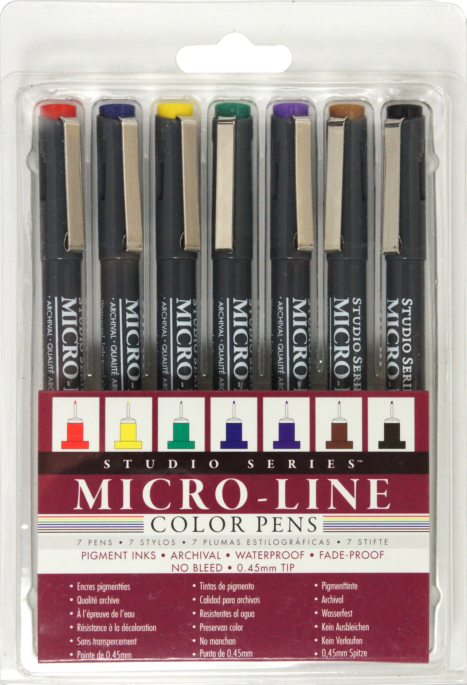 Studio Series Color Micro-Line Pen Set 7 Colors 0.5 mm – Fine Tip Archival Ink Pens
