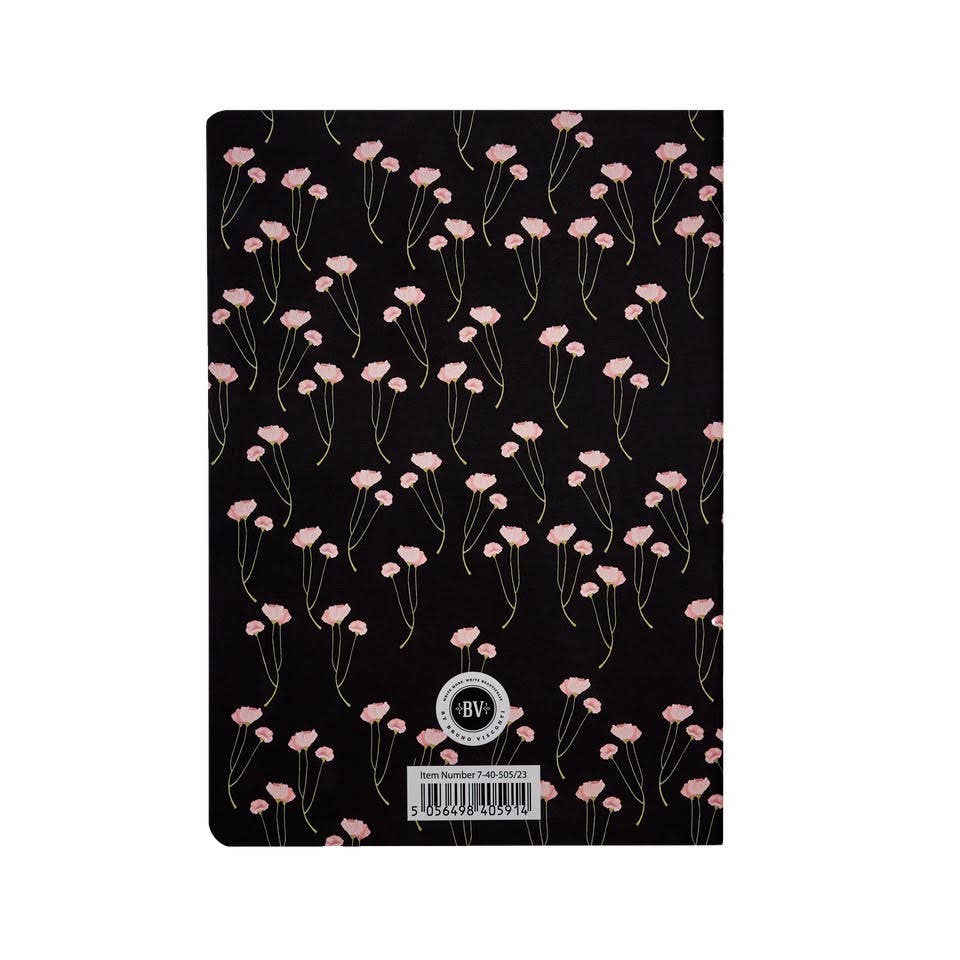 Poppies on Black Notebook – Ruled Journal 8.27 x 5.83 in, 40 Pages, BV by Bruno Visconti