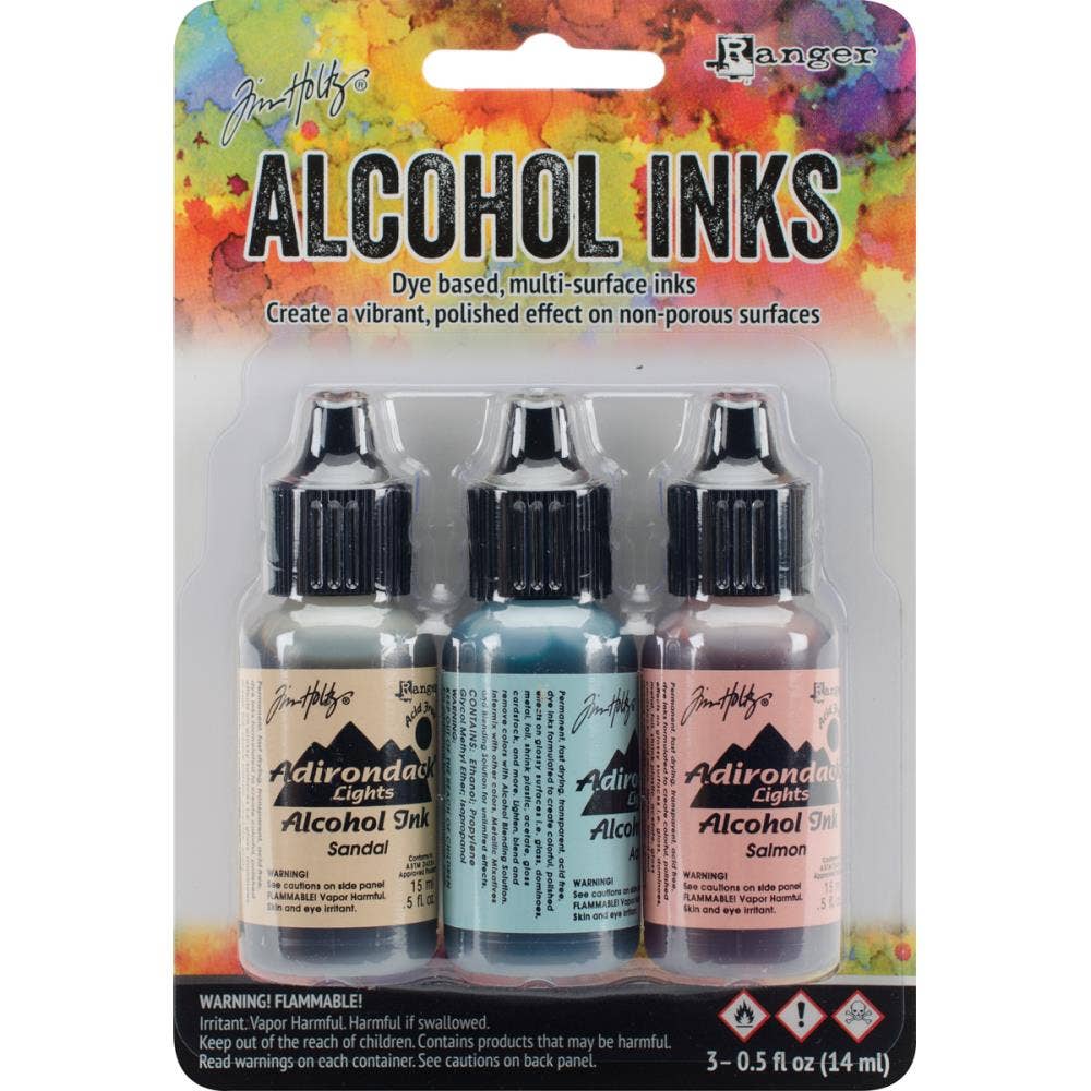 Tim Holtz Alcohol Ink Set – 3 Colors- Multiple Variations (0.5 oz Bottles, Dye-Based, Multi-Surface)
