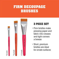 Mod Podge Decoupage Firm Brush Set – 3 Piece (Detail & Precision Application Brushes)