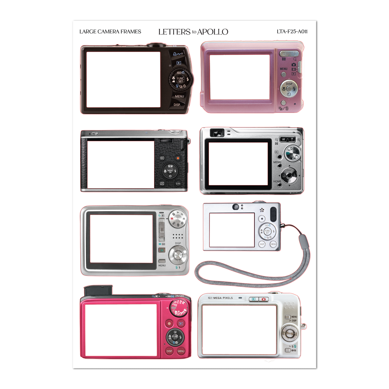 Large Camera Frames Sticker Sheet – 5 x 7 Inch Matte Paper Decorative Frames