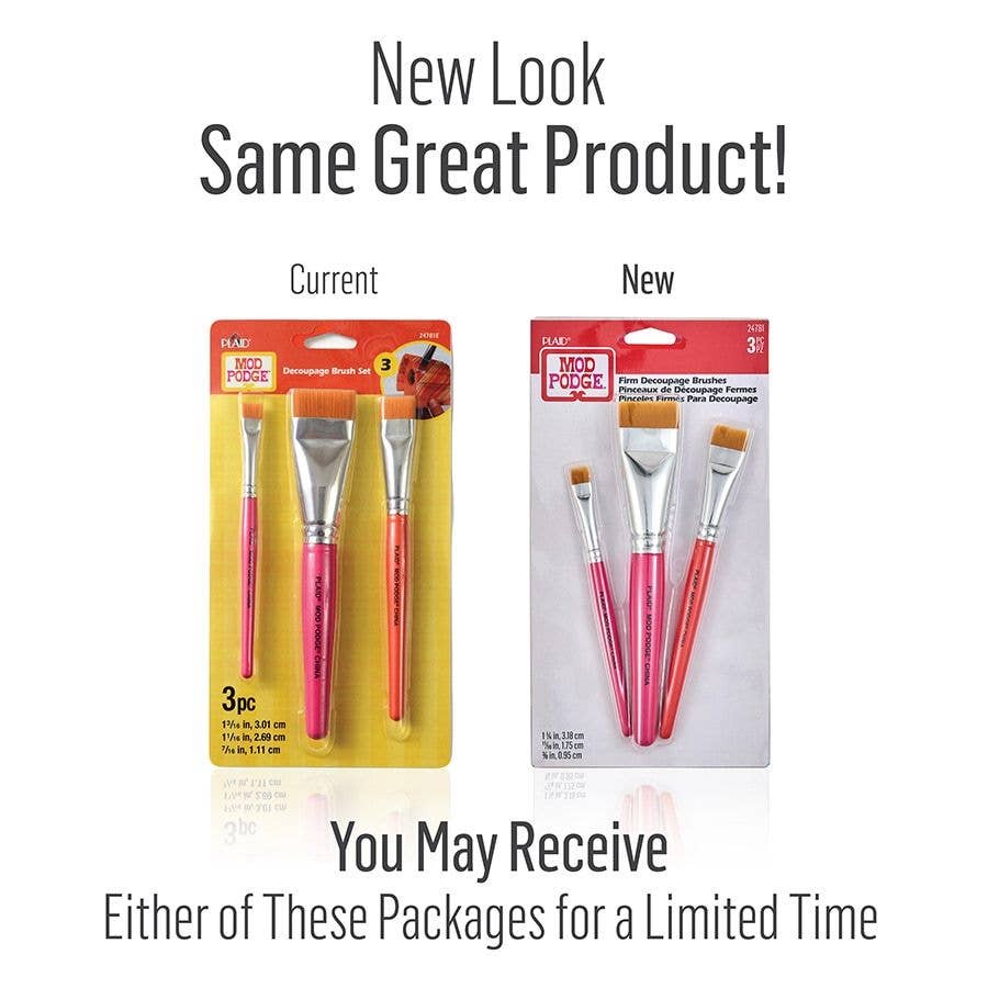 Mod Podge Decoupage Firm Brush Set – 3 Piece (Detail & Precision Application Brushes)