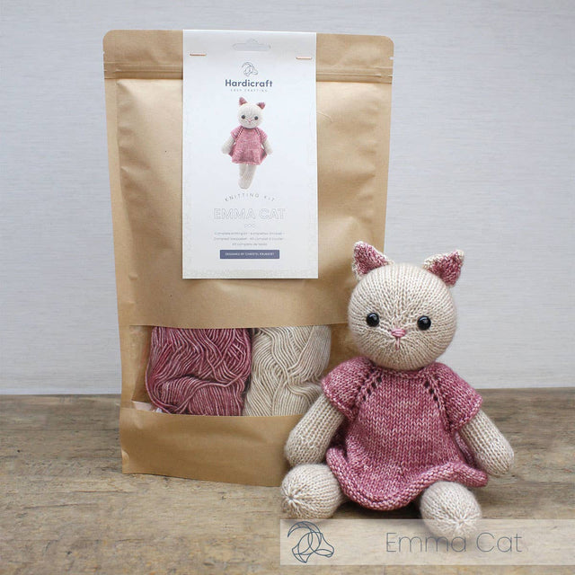 DIY Knitting Kit, Emma Cat – Yarn Craft Kit with Pattern- Knitting Needles NOT Included