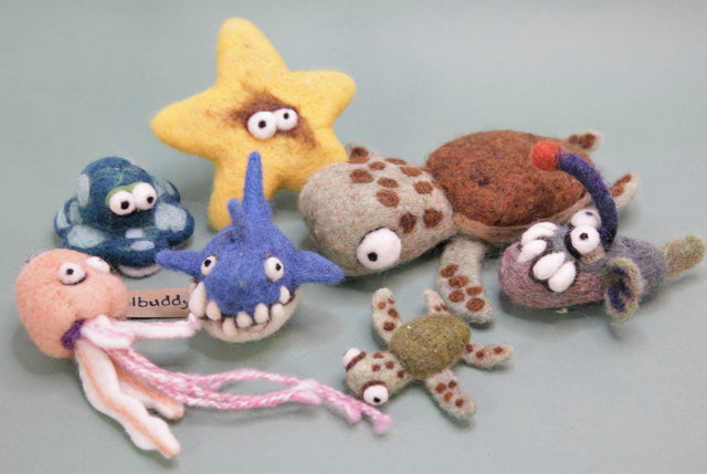 DIY Needle Felting Sea Collection Kit – 6 Ocean Animal Craft Set by Woolbuddy