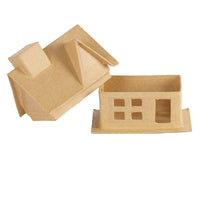 Premade Paper Mache House Box,  4" x 2-3/4" x 4-1/4" Craft House for Painting, Decorating & Seasonal Displays