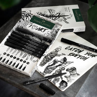 Pitt Artist Pen & Sketchbook Gift Set – 8 Pens + 40-Page Sketchbook, by Faber-Castell