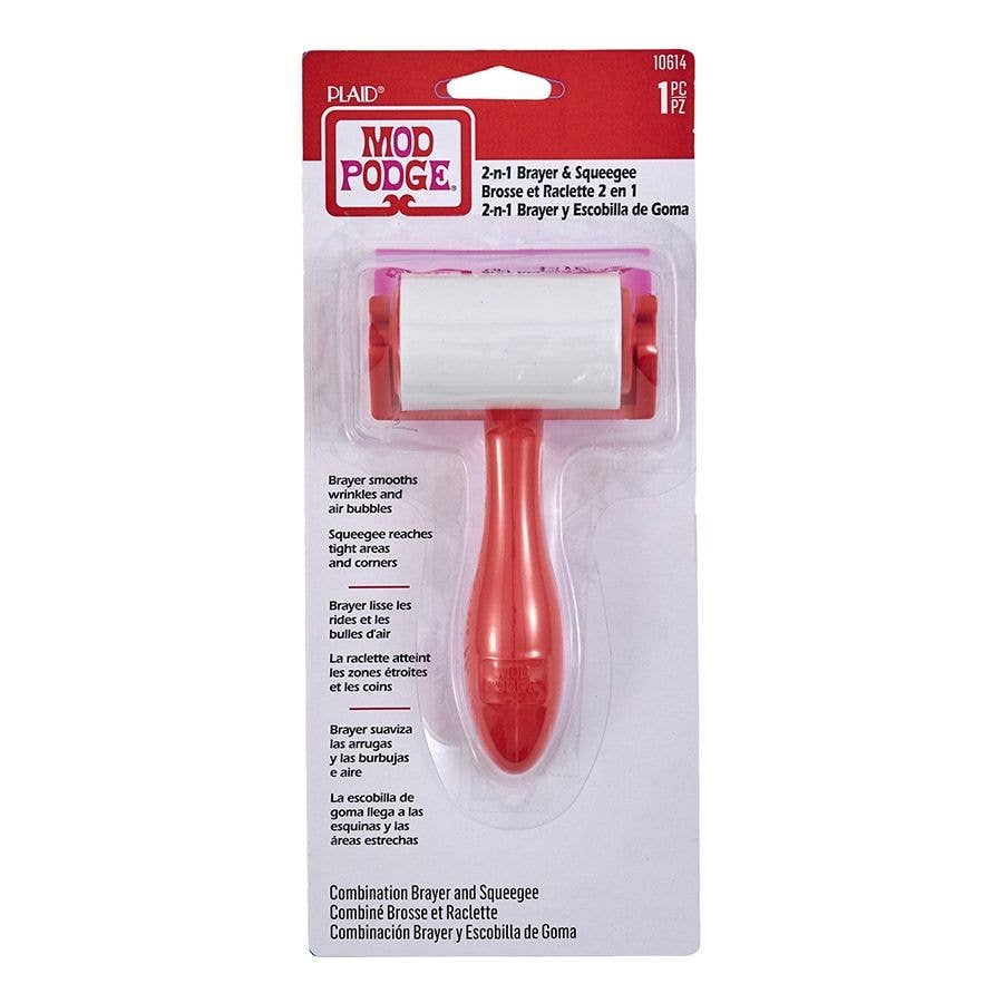 Mod Podge 2-n-1 Brayer & Squeegee Tool – Decoupage Smoothing Roller and Detail Press Tool