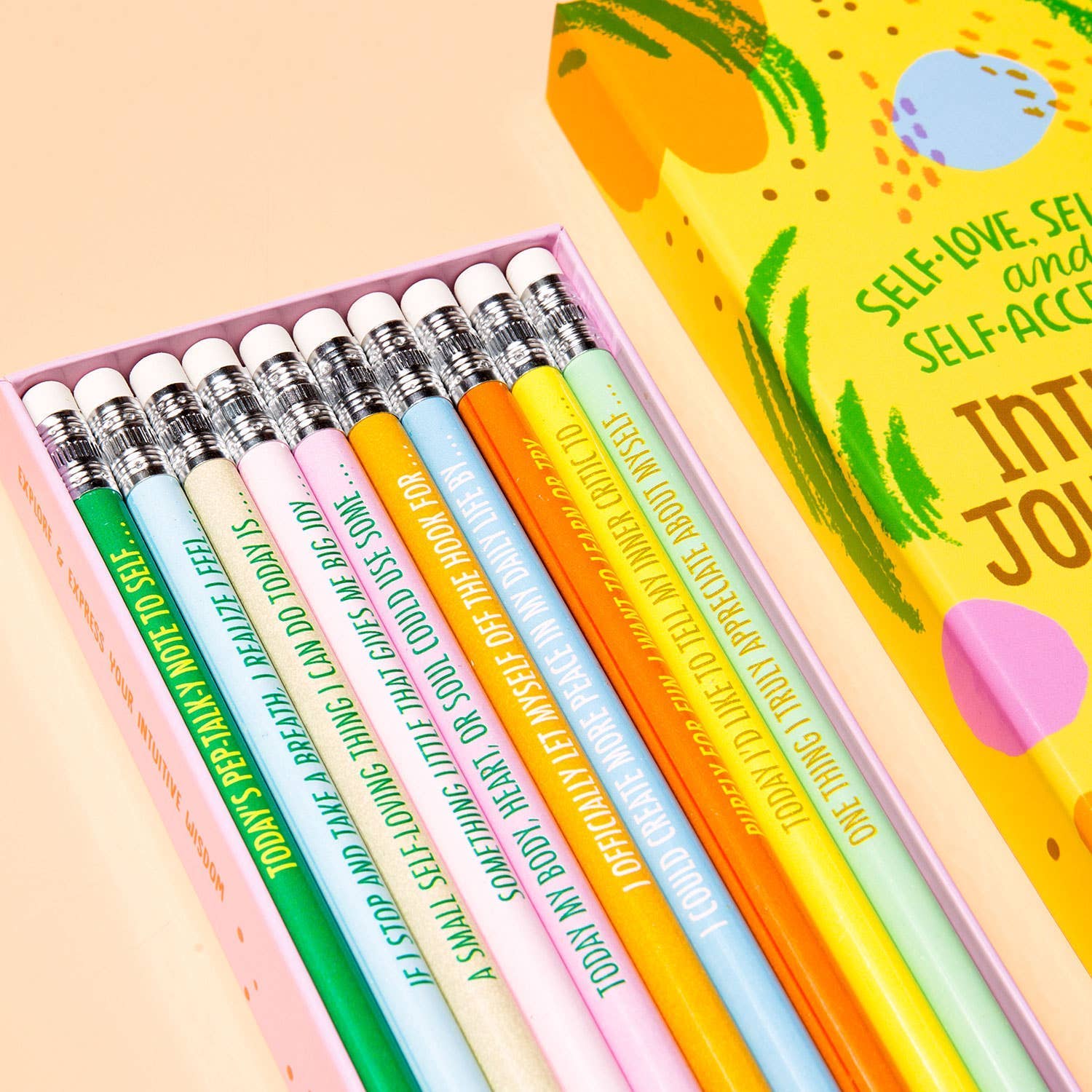 Self-Love, Self-Care & Self-Acceptance Pencil Set, Guided Journaling Pencils with Reflective Prompts (Set of 10)