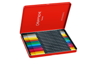 Caran d’Ache Set of 15 FIBRALO Brush Fibre Pens – Water-Soluble Brush Tip Markers in Metal Box