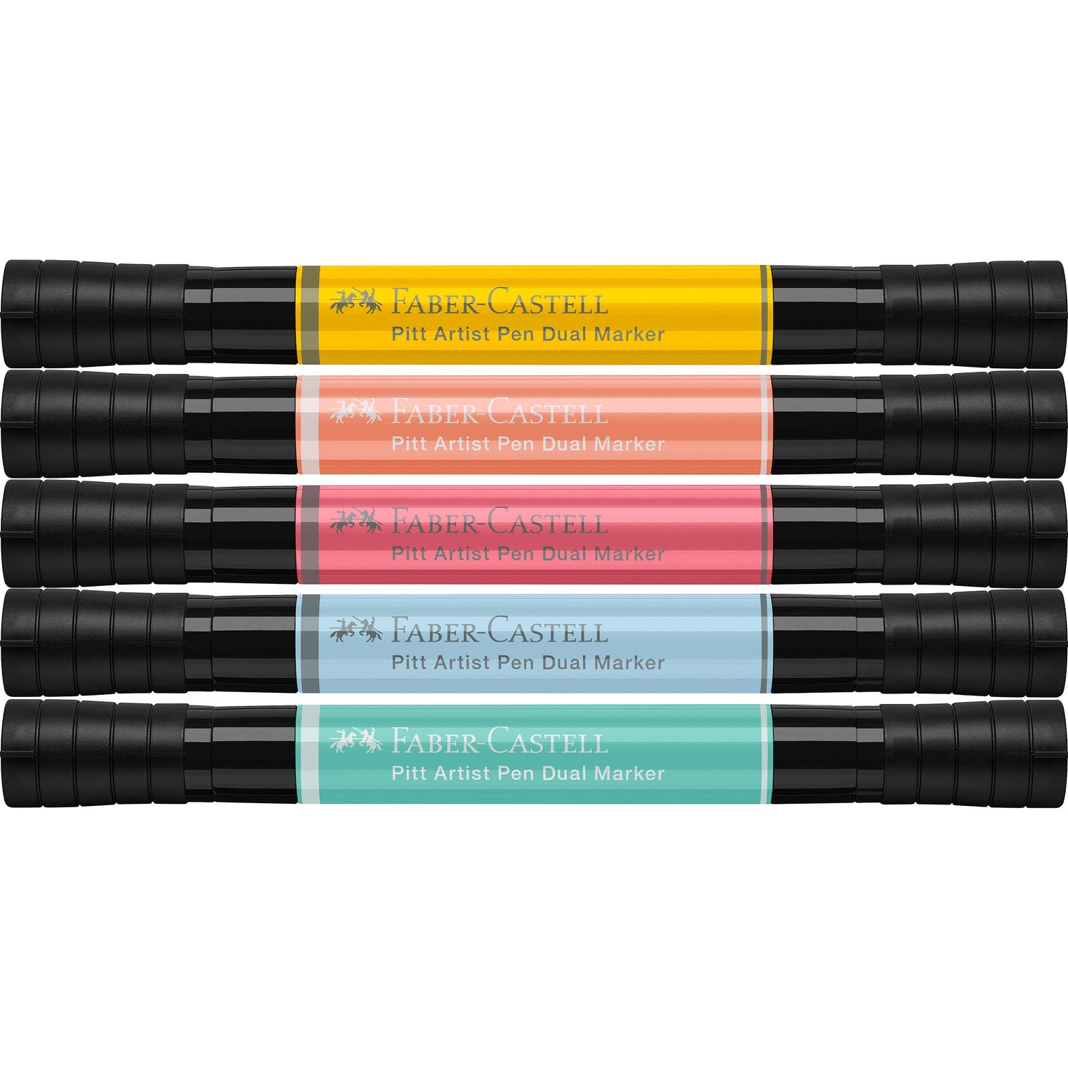 Pitt Artist Pen Dual Tip Markers, Pastels – Set of 5 Professional Ink Pens, Faber-Castell