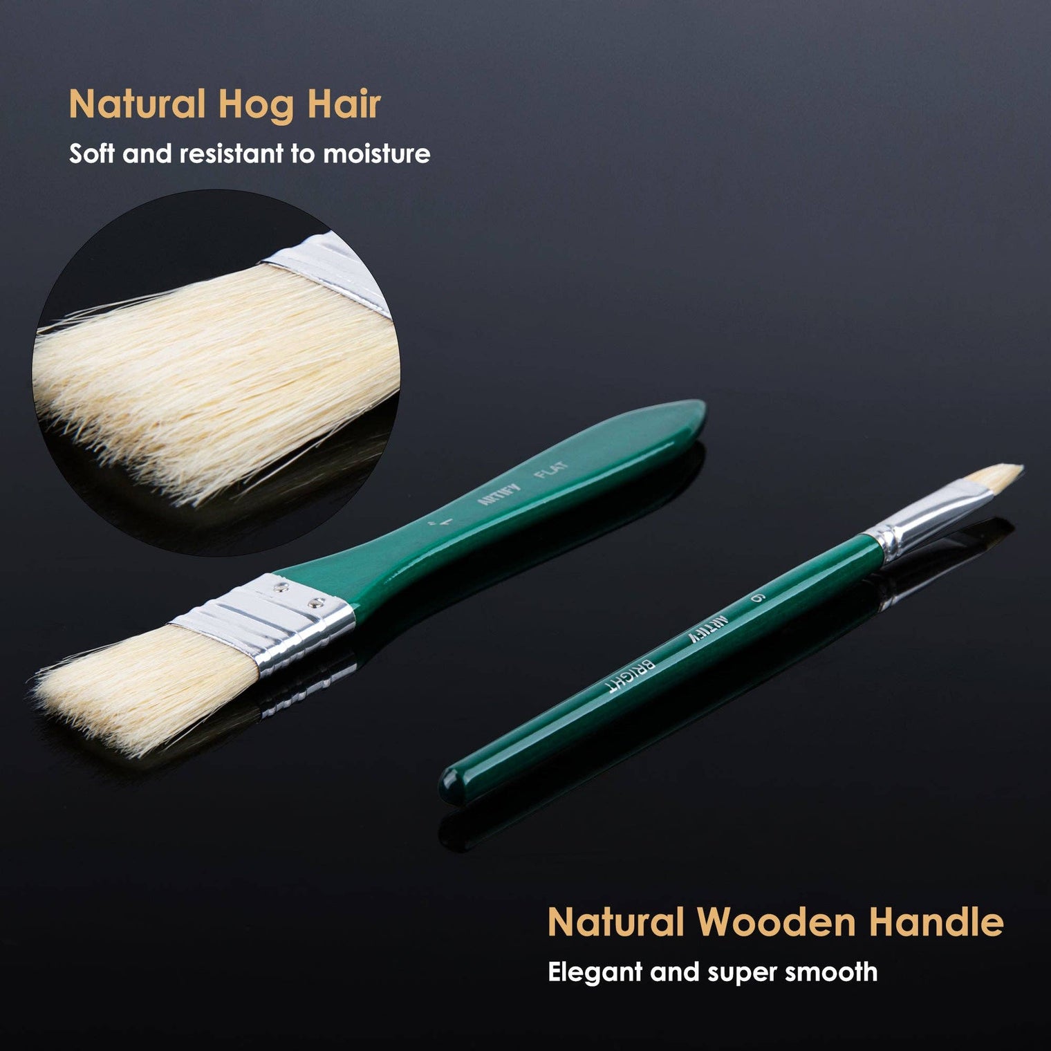 ARTIFY 10-Piece Hog Bristle Paint Brush Set – Short Handle Oil & Acrylic Brushes