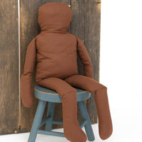 18" Pre-Stuffed Brown Muslin Doll Body, Soft Fabric Craft Base for Handmade & Comfort Dolls