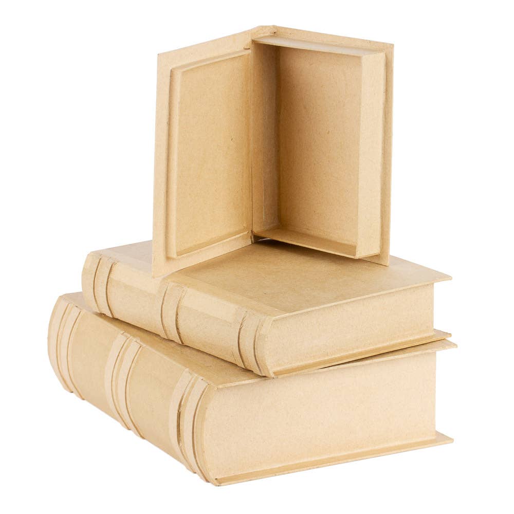 3-Piece Paper Mache Book Shape Box Set – Nested DIY Gift & Storage Boxes