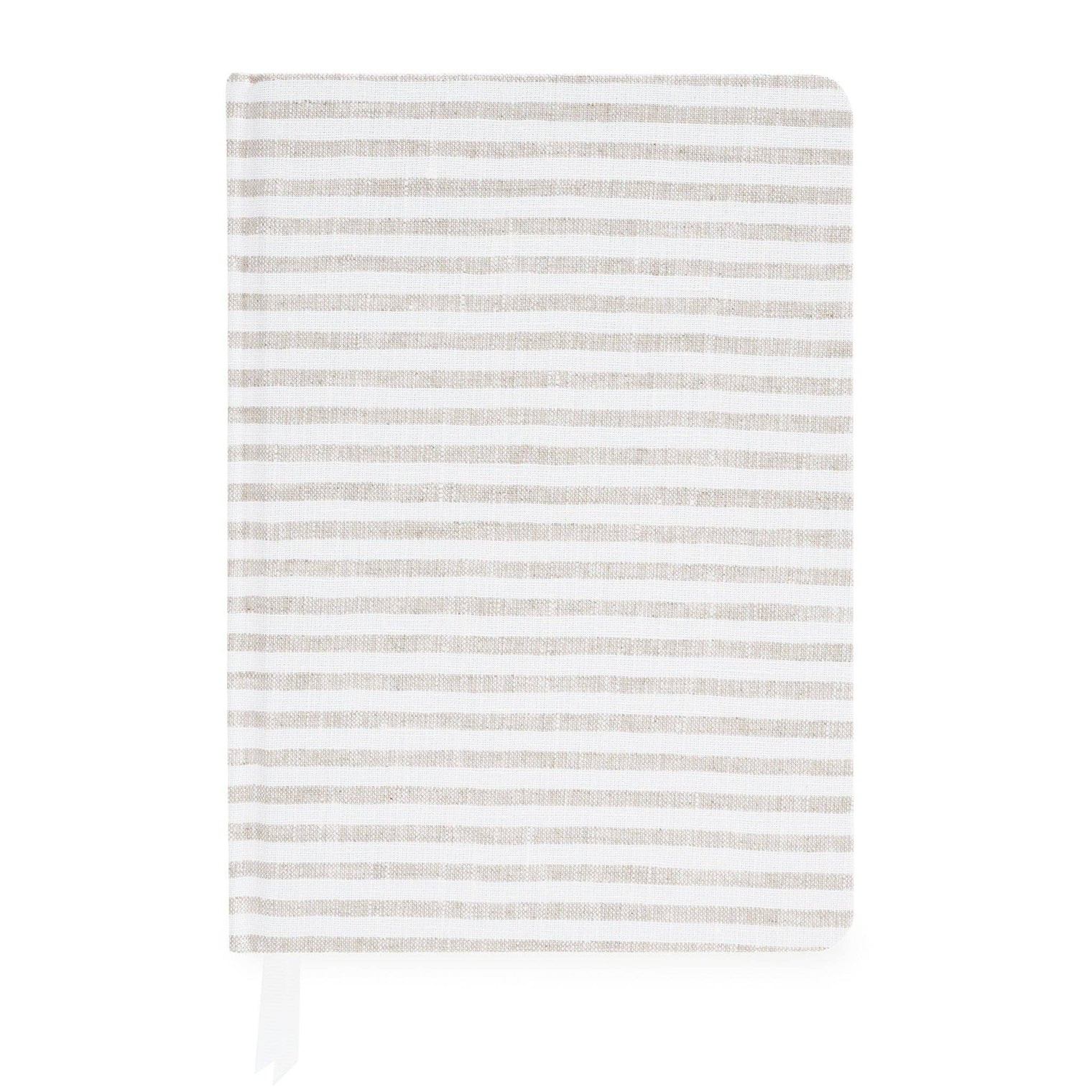 Tailored Journal, Flax Stripe – Hardcover Lined Notebook with Ribbon Bookmarks
