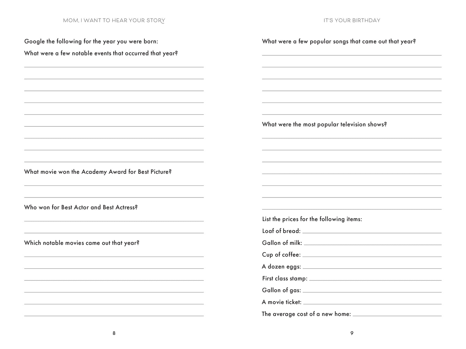 Mom, I Want to Hear Your Story Expanded Edition – Guided Memory Journal with 300+ Prompts