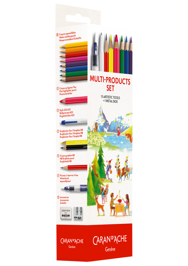 Caran d’Ache Multi-Product Set – Writing & Drawing Kit in Metal Box