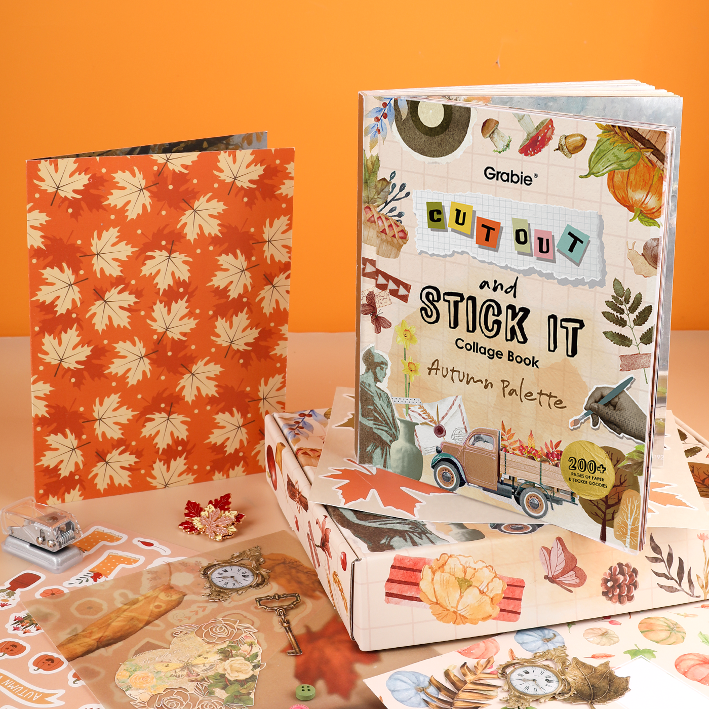 Autumn Palette Collage Activity Book – 200+ Pages Seasonal Mixed Media Book