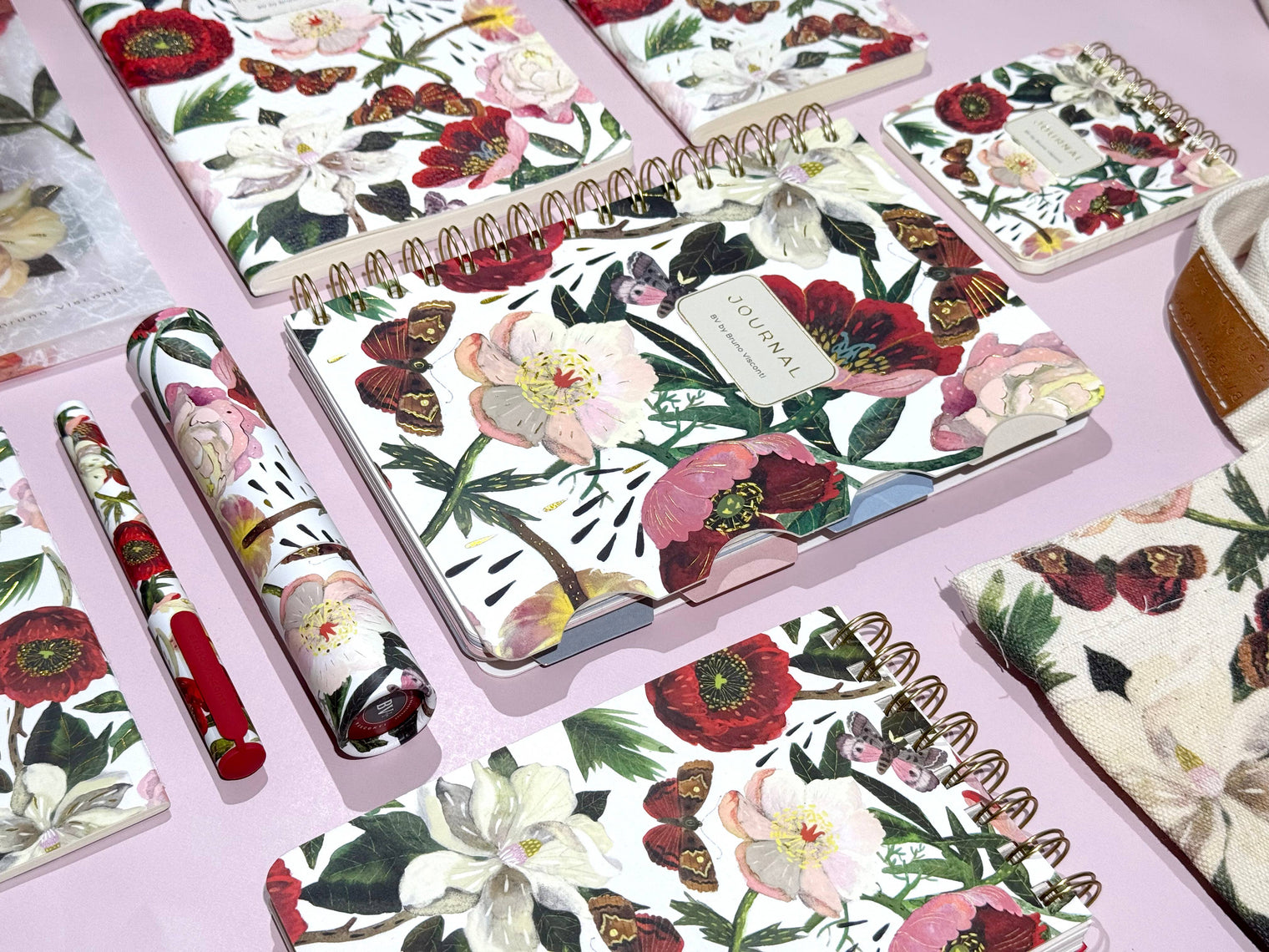 Art Journal, Peonies – Spiral Bound Mixed Layout Journal, BV by Bruno Visconti