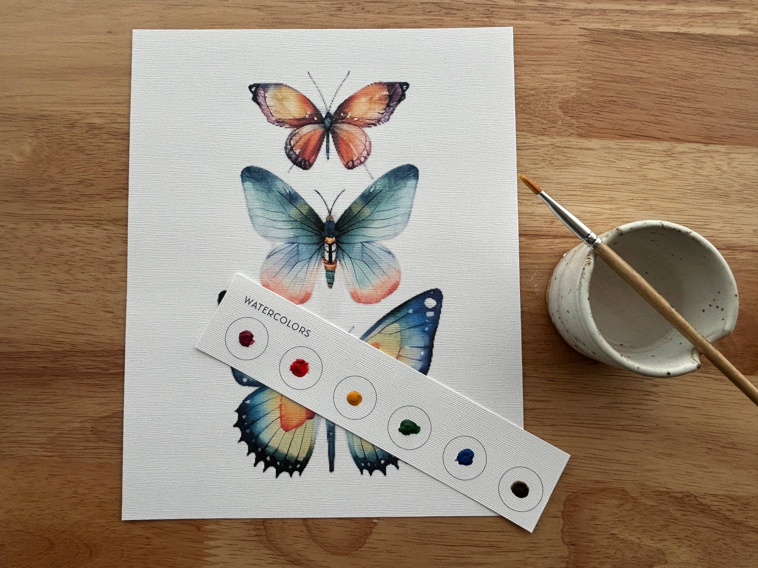All-In-One Beginner Watercolor Kit Butterflies – 8x10 Painting Set, Breathe People