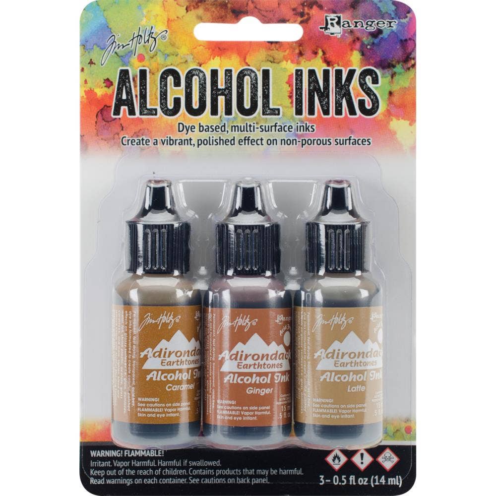 Tim Holtz Alcohol Ink Set – 3 Colors- Multiple Variations (0.5 oz Bottles, Dye-Based, Multi-Surface)