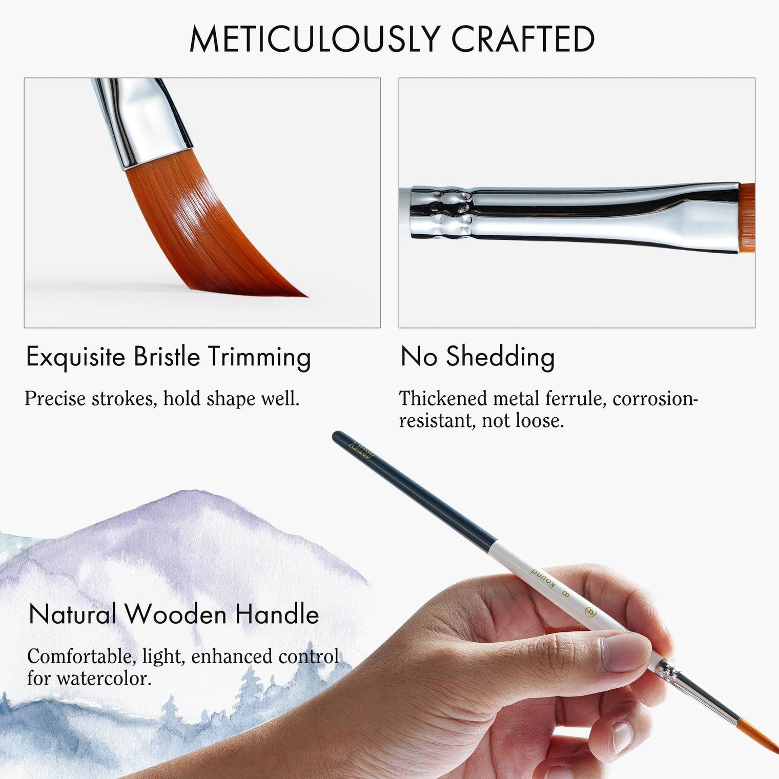 ARTIFY 9-Piece Travel Watercolor Brush Set – Multi-Shape Portable Brushes for Artists