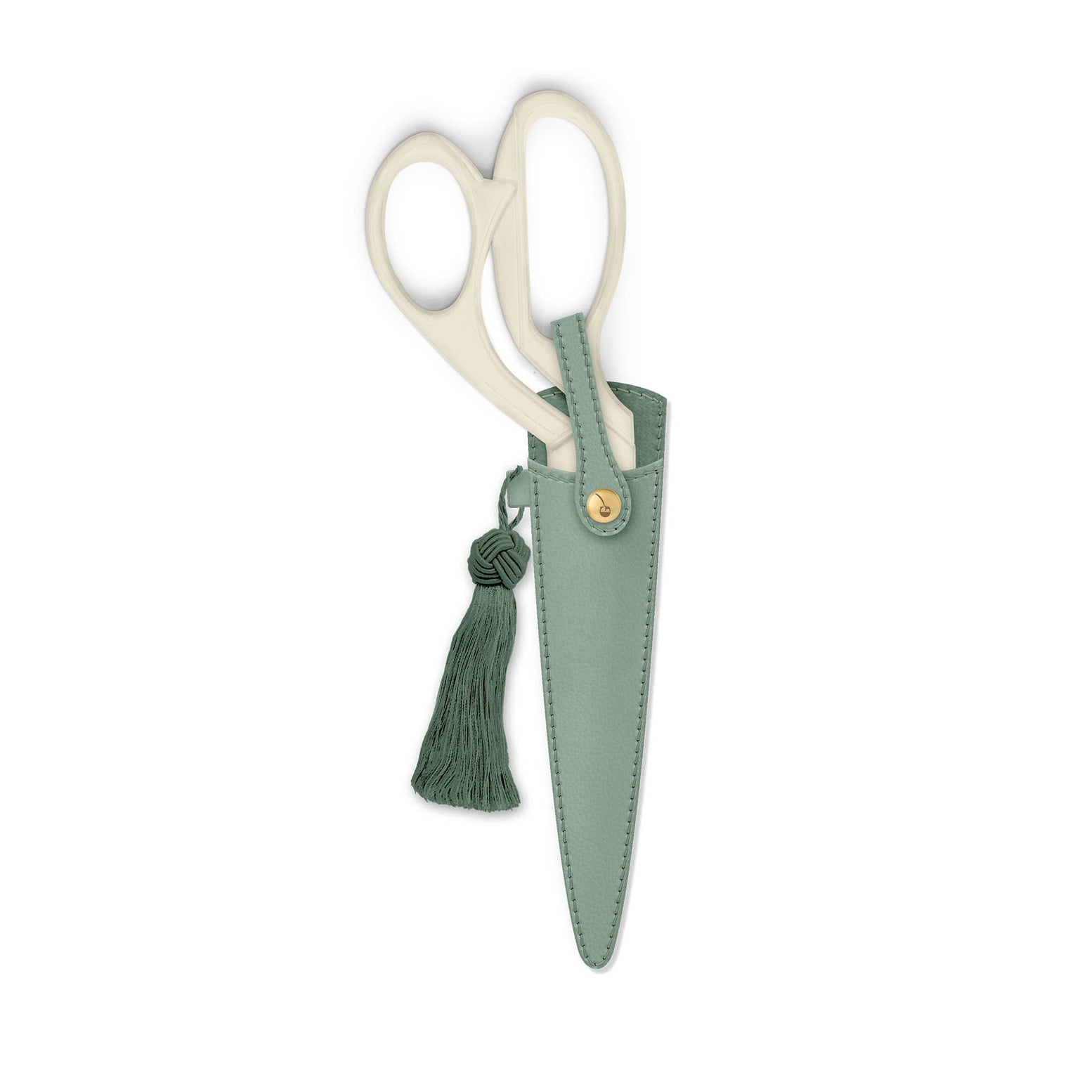 Ivory & Gold Heirloom Scissors with Case – Sage Green Vegan Leather Set, by Good Juju Ink