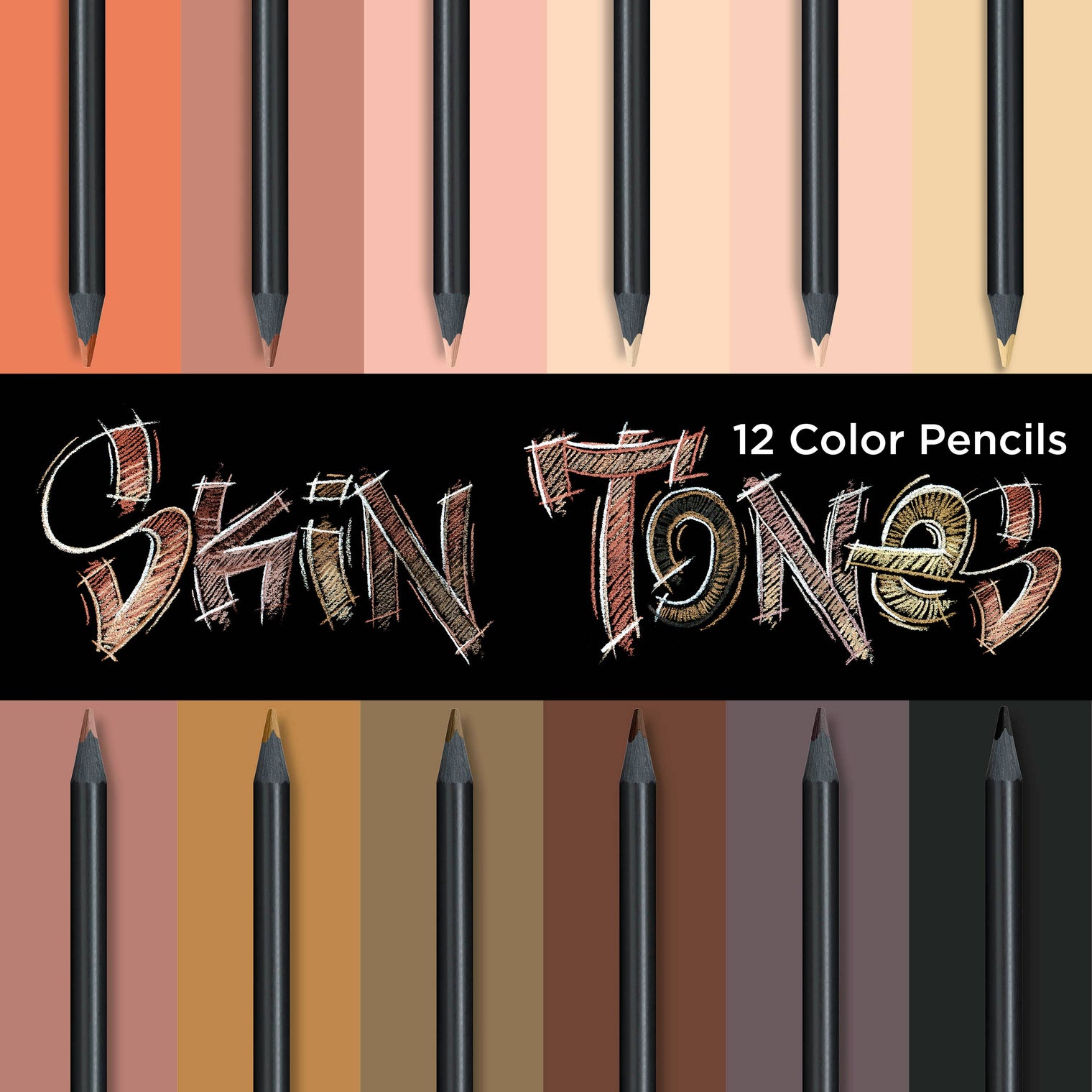 Black Edition Color Pencils, Skin Tones – 12 Count Super Soft Colored Pencil Set, Faber-Castell