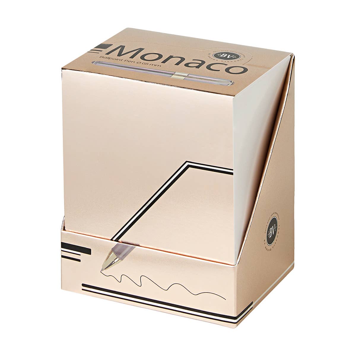 Monaco Glitter Grey Ballpoint Pen (Single Pen) – Soft Touch 0.5mm Black Ink, BV by Bruno Visconti