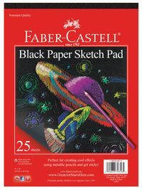 Black Paper Sketch Pad – 25 Sheets 9 x 12 in Heavy-Weight Drawing Paper, Faber-Castell