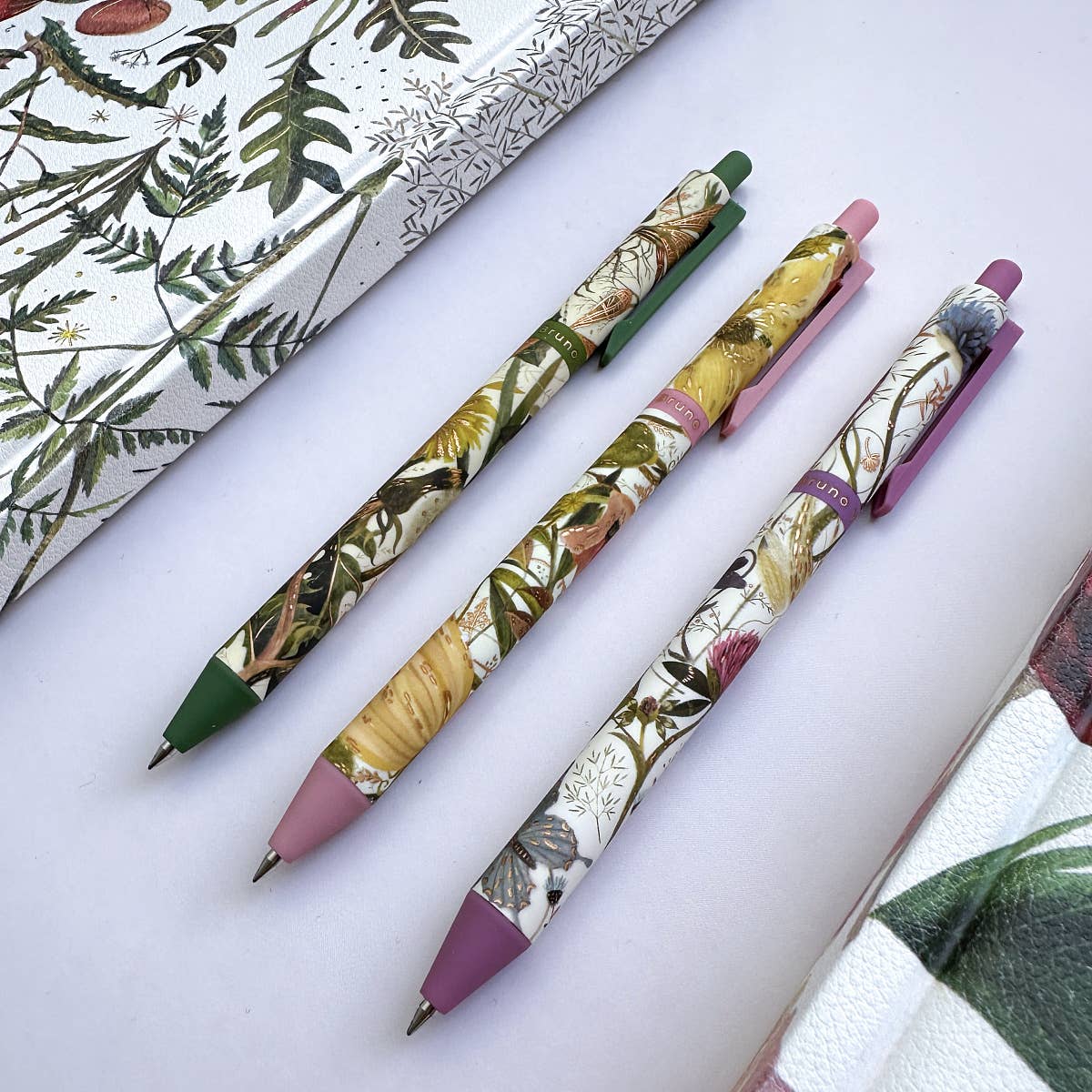 ArtClick Pen, Bloom – (Single Pen) Soft Touch Click Ballpoint Pen .5mm Black Ink, BV by Bruno Visconti