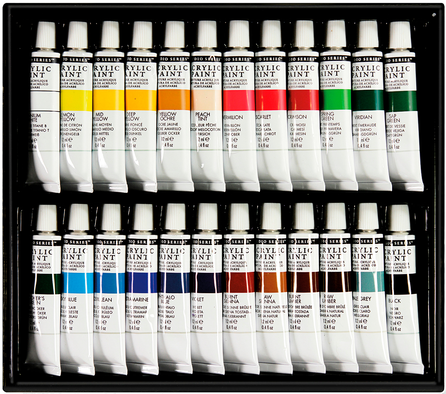 Studio Series Acrylic Paint Set 24 Colors – 12 ml Tubes Artist Paint Set