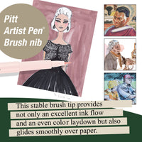 Pitt Artist Brush Pens – Portrait Set of 6 (Pigmented India Ink, by Faber-Castell