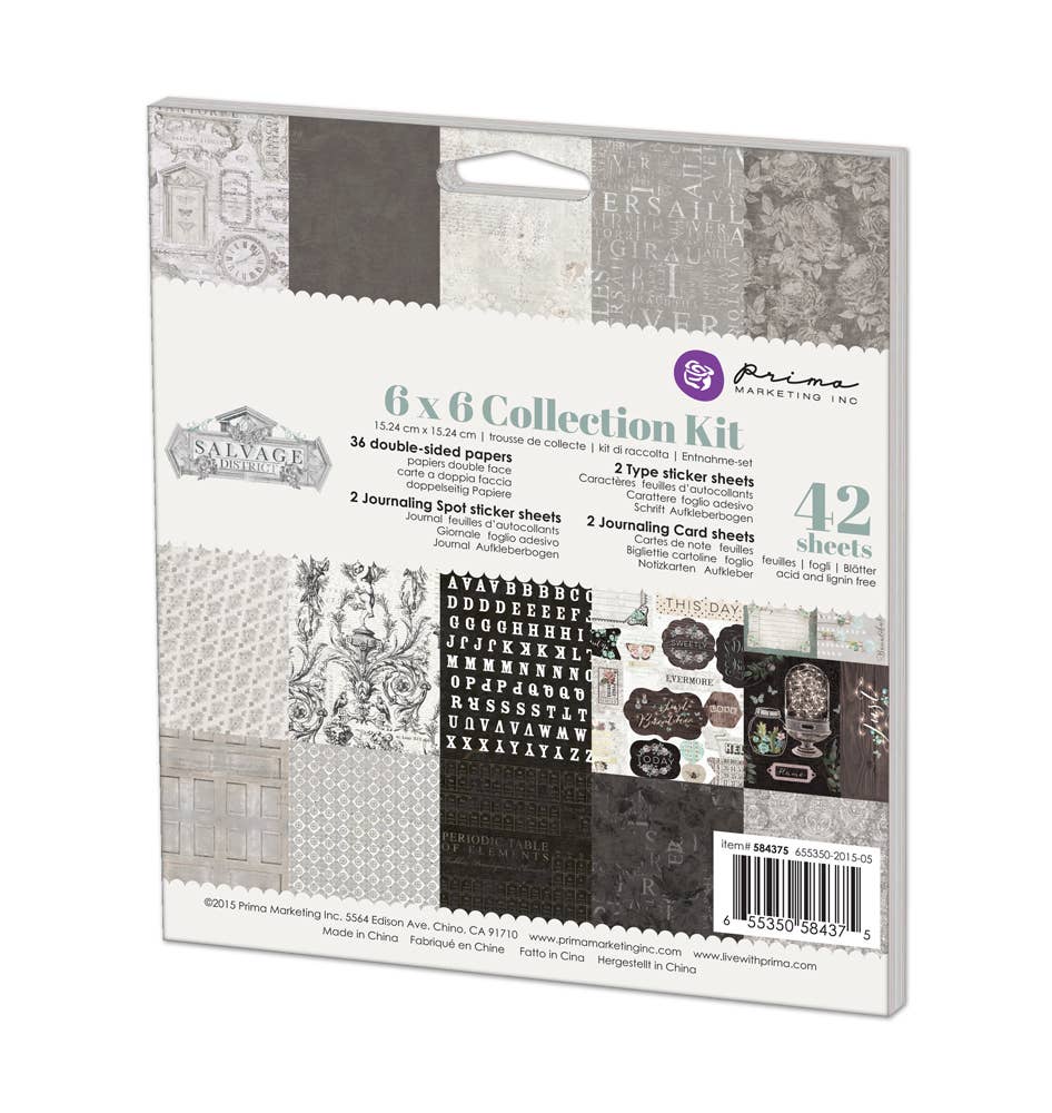 Prima Marketing Salvage District 6x6 Collection Kit – Scrapbooking Paper Kit